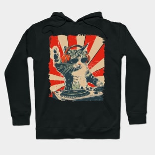 Cool DJ Cat, Funny Cat with Headphones, Stylish Cat Lovers, Unique DJ Cat Kitty Hoodie